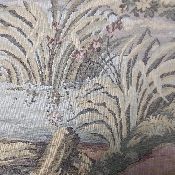 Image 1 of Hand-woven tapestry in a modernist metal frame