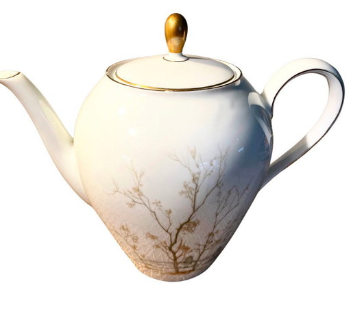 Tetera Seltmann Weiden Liane Bavaria – Tetera de porcelana vintage con detalles dorados – 20 cm – Alemania