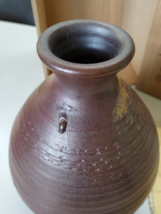 Image 1 of Vintage Japanse keramiek Tamba Tachikui Ware vaas van pottenbakker Keiichi Shimizu