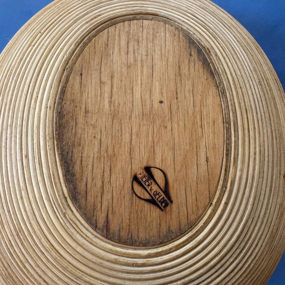 Image 1 of Design-Holzkorb von Pieter van Gelder - mit Bambusgriff - signiert - ca. 1960