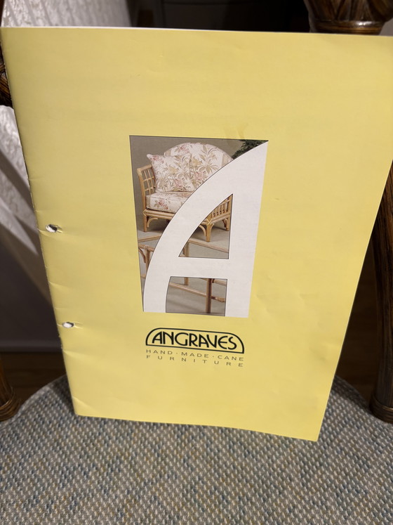 Image 1 of Deux chaises Angraves « Invicta » originales en rotin à dossier en éventail, comme neuves, années 1970.