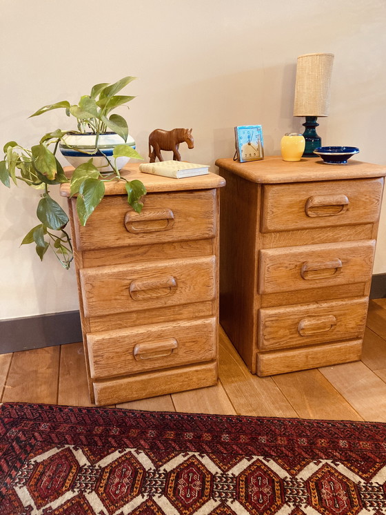 Image 1 of Set of 2 dressers, solid oak, 1980s