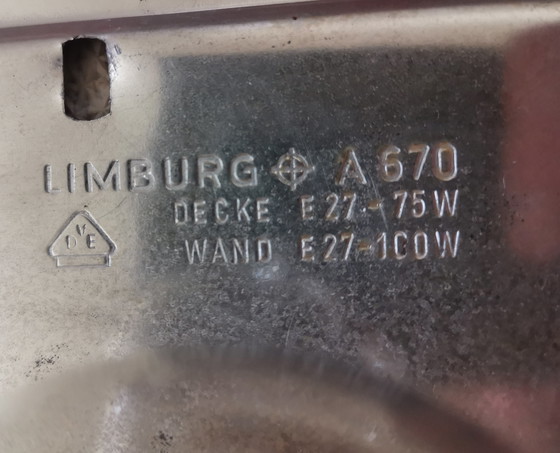 Image 1 of Original Mid Century Bubble Glas Wandlampe Limburg A670 Amber Bernstein Space Age 60er 70er Tynell-Ära