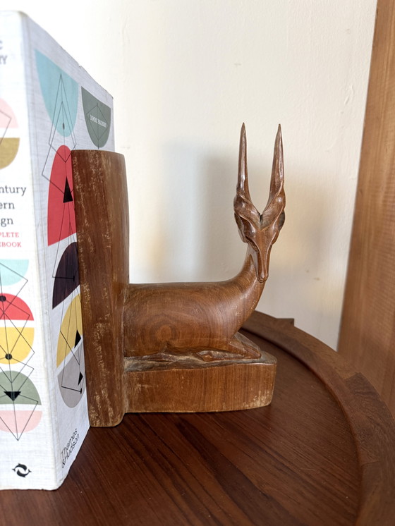Image 1 of 2x vintage teak Antilope bookends ‘60