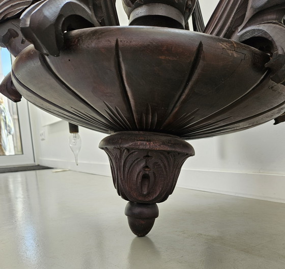 Image 1 of Lampadario gotico antico in rovere a 6 bracci