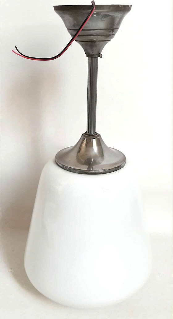 Image 1 of Suspension opaline Art Déco Hauteur 53 cm