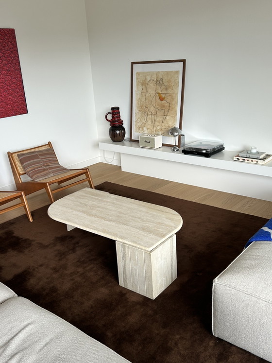 Image 1 of Vintage travertine teardrop coffee table, Italy 1970s