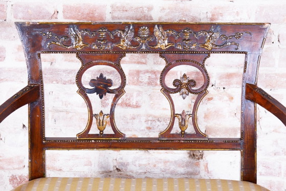 Restored Empire Sofa, Walnut, Spruce, Revived Polish, Austria, 1810s – Textile, Wood (photo 9 of 18)