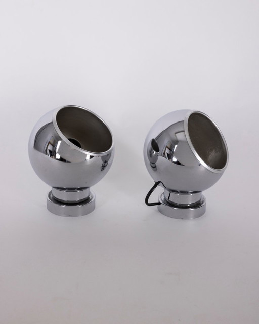 Vintage Space Age Italian Wall Lamps, 1970s, Set of 2 – wandlampen, Metal (photo 2 of 5)