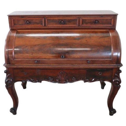 Antique roll top desk in walnut, Italy 19th Century