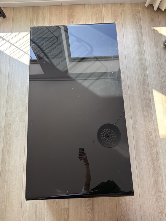 Image 1 of Black high-gloss glass coffee table