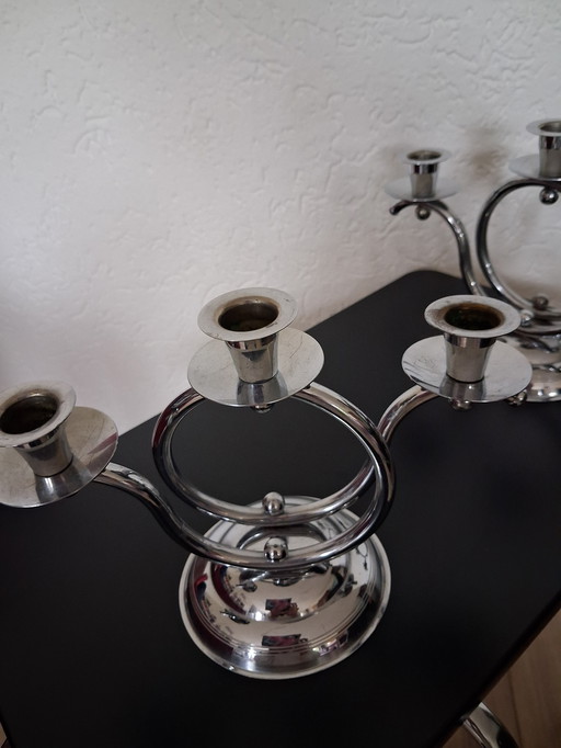 2 three-armed candlesticks. Demeyere