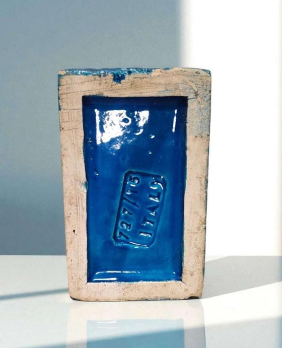 Image 1 of Bitossi Rimini Blu Rechteckvase | Aldo Londi Italian Mid-Century Art Pottery 1960s