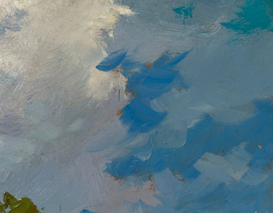 Image 1 of Original Oil Painting: Summer Field Landscape "Past the Outer Houses"