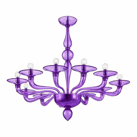 Image 1 of Italian Contemporary Violet Murano Style Glass Chandelier