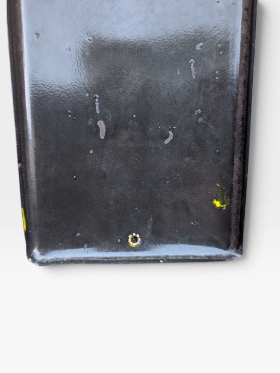 Japans emaille bord 1940 - 1950, Wanddecoratie, Metaal, Geel (foto 6 van 6)