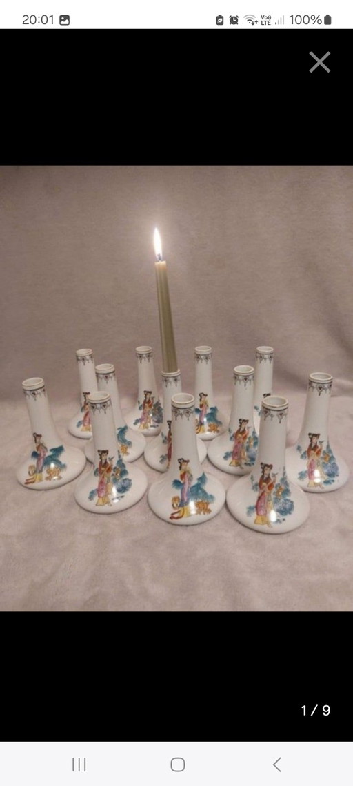 25 Chinese Minivaasjes Of Minikandelaar – vazen, Porcelain