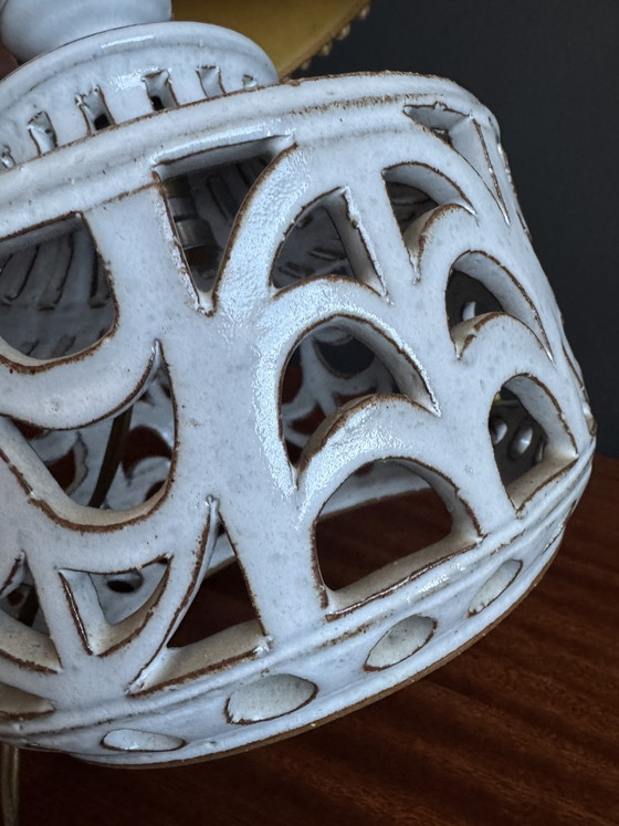 Image 1 of Roger Collet openwork ceramic lamp, 1960s
