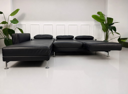 Brühl Moule Ecksofa Canapé En Cuir Noir