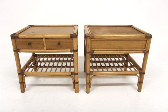 Image 1 of 2er-Set Nachttische aus Rattan, Dux, Schweden, 1960