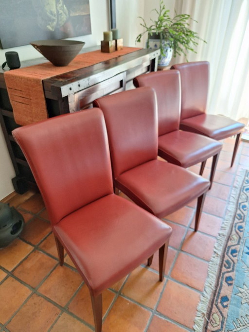 4x Poltrona Frau Dining Chairs – eetkamerstoelen, Calfskin (photo 2 of 5)