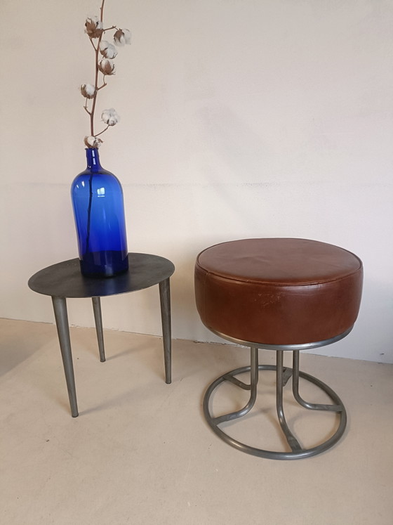 Nieuwe Bruine Leren Poef – Art Sensation, Hockers en poefs, Metal, Leather (photo 9 of 10)