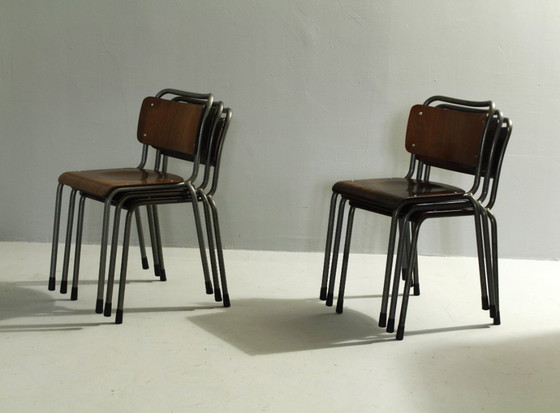 Image 1 of Chaises modèle 106 de W. H. Gispen pour Delft, années 1950, lot de 6