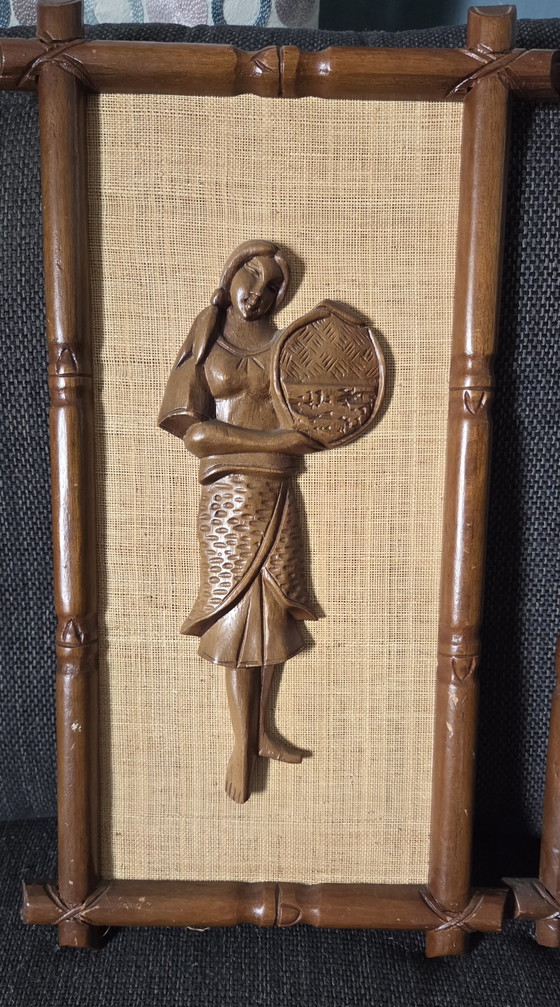 Set Vintage Wandpanelen – Wanddecoratie, Textile, Wood (photo 4 of 6)