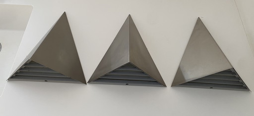 Vintage stainless steel garden wall lamps - lamps by Massive, 1980s, set of 3