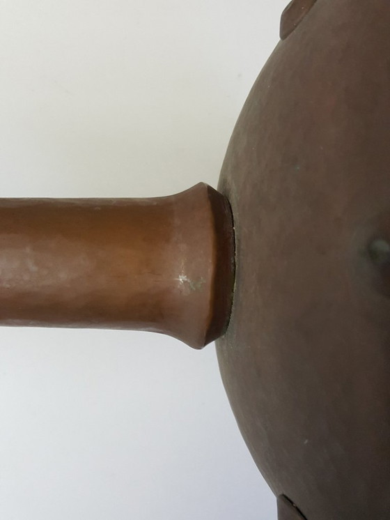 Image 1 of Red copper candlestick, unique, wrought iron, 1940-1944