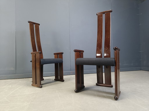 Chaises de salle à manger à dossier haut post-moderne, ensemble de 4, 1970