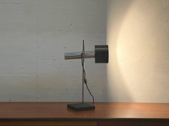 Image 1 of Table lamp with chrome frame and die-cast metal base, 1970s
