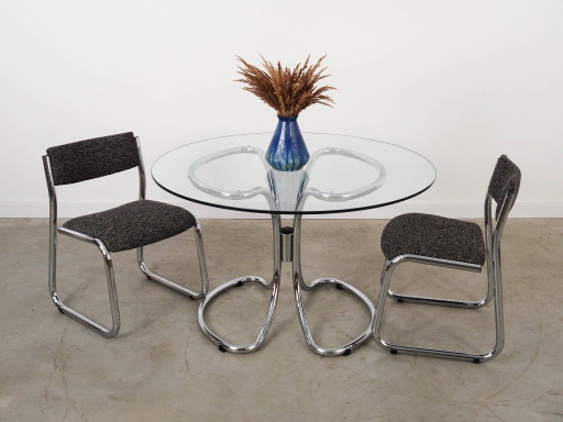 Mesa de cristal, diseño italiano, década de 1970, fabricada por Gastone Rinaldi.