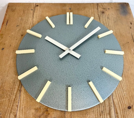 Image 1 of Grey Industrial Office Wall Clock from Pragotron, 1970s