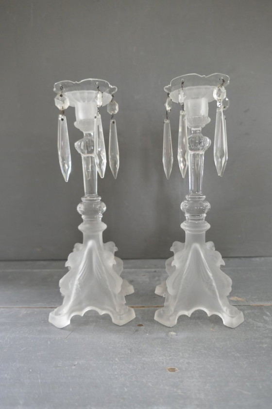 Image 1 of Set di candelieri Art Déco Val Saint Lambert "Griffon"