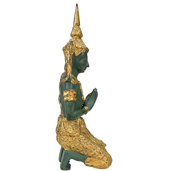 Set Guardiani del Tempio Thai Thepanom – Coppia di Figure Patinate Oro – Sculture (photo 13 of 21)