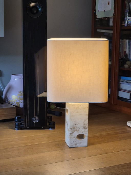 Italian design large travertine table lamp (Fratelli Manelli)