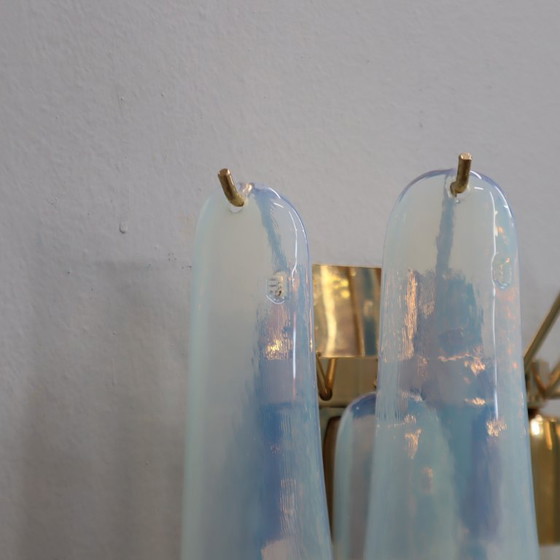 Seltene 1980er La Murrina Murano Opalglas Blüten Wandleuchten Gold Paar – Murano Glass (photo 11 of 12)