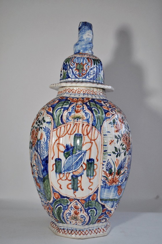 Image 1 of Covered polychrome Delftware pot - SANSON 18th century (ref 2861) - 19th century