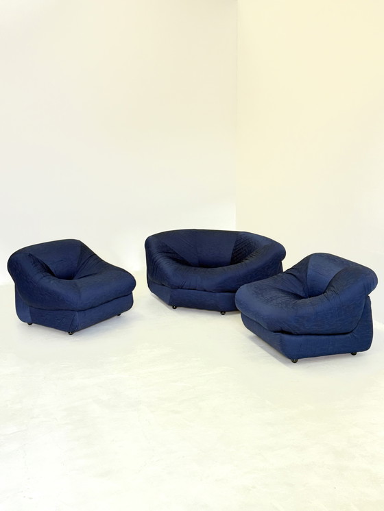 Image 1 of Modular Sofa / Armchairs Space Age Set in Blue by Airborne