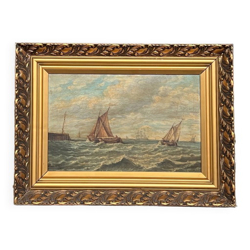 "Seascape". Oil on wood panel. – schilderijen tekeningen