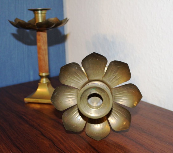 Image 1 of 2 Art Nouveau candle holders in the shape of a blossoming flower
