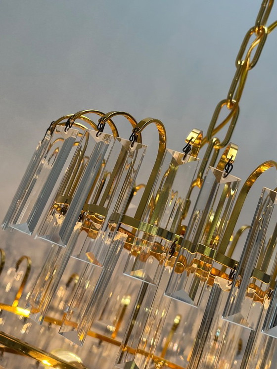 Image 1 of XL size large size hand cut Crystal Chandeliers 1970s Mid - Century Style