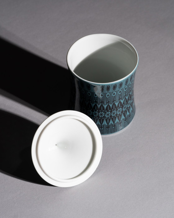 Image 1 of Trío gráfico turquesa Rosenthal Studio-Line Diseño de Theo Baumann Jarrones y caja