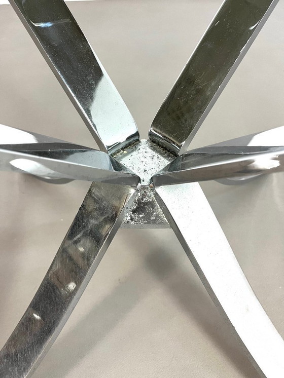 Image 1 of Table basse en verre chromé de l'ère spatiale 1970