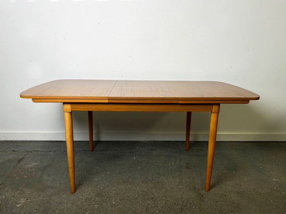 Image 1 of Tavolo da pranzo allungabile Schreiber in stile Mid-Century degli anni '60-'70 con 4 sedie abbinate.