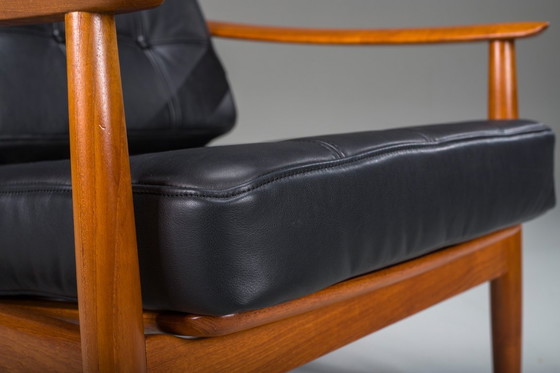 Image 1 of  Mid Century Modern FD 164 fauteuil in teak en zwart leer van Arne Vodder voor Cado, Denemarken, 1960