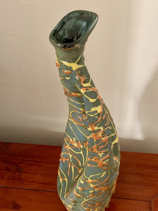 Sculptural Italian Ceramic Pitcher Vase — For Antoniazzi, C. 1950 (Impeccable Condition) – vazen