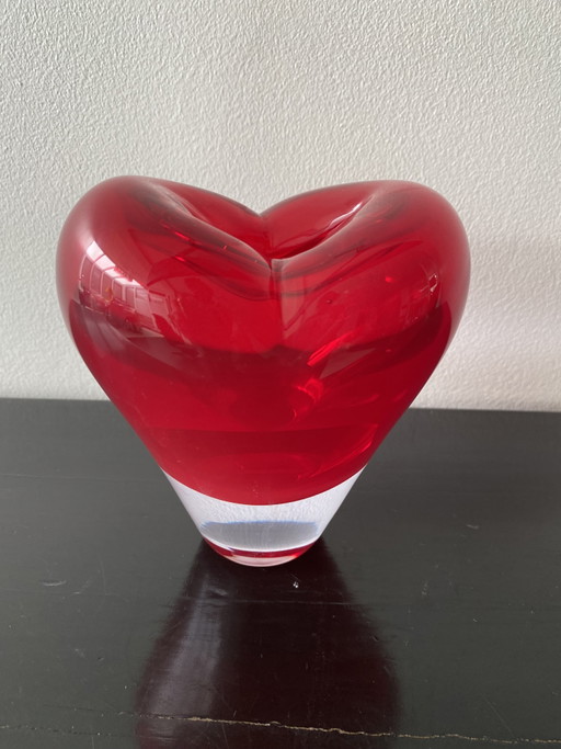 Vintage Murano Red Heart Vase attributed to Salviati Cuoricino Model