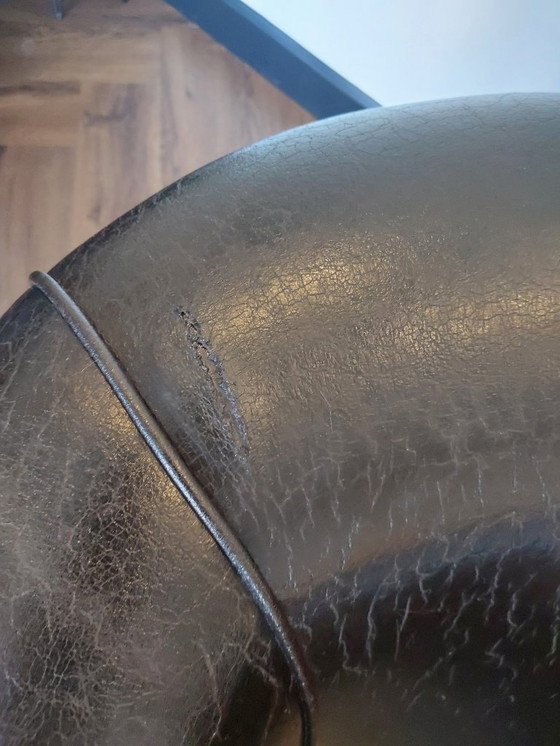 Image 1 of 2 Leren clubfauteuils – vintage / industrieel – echt leer – donkerbruin